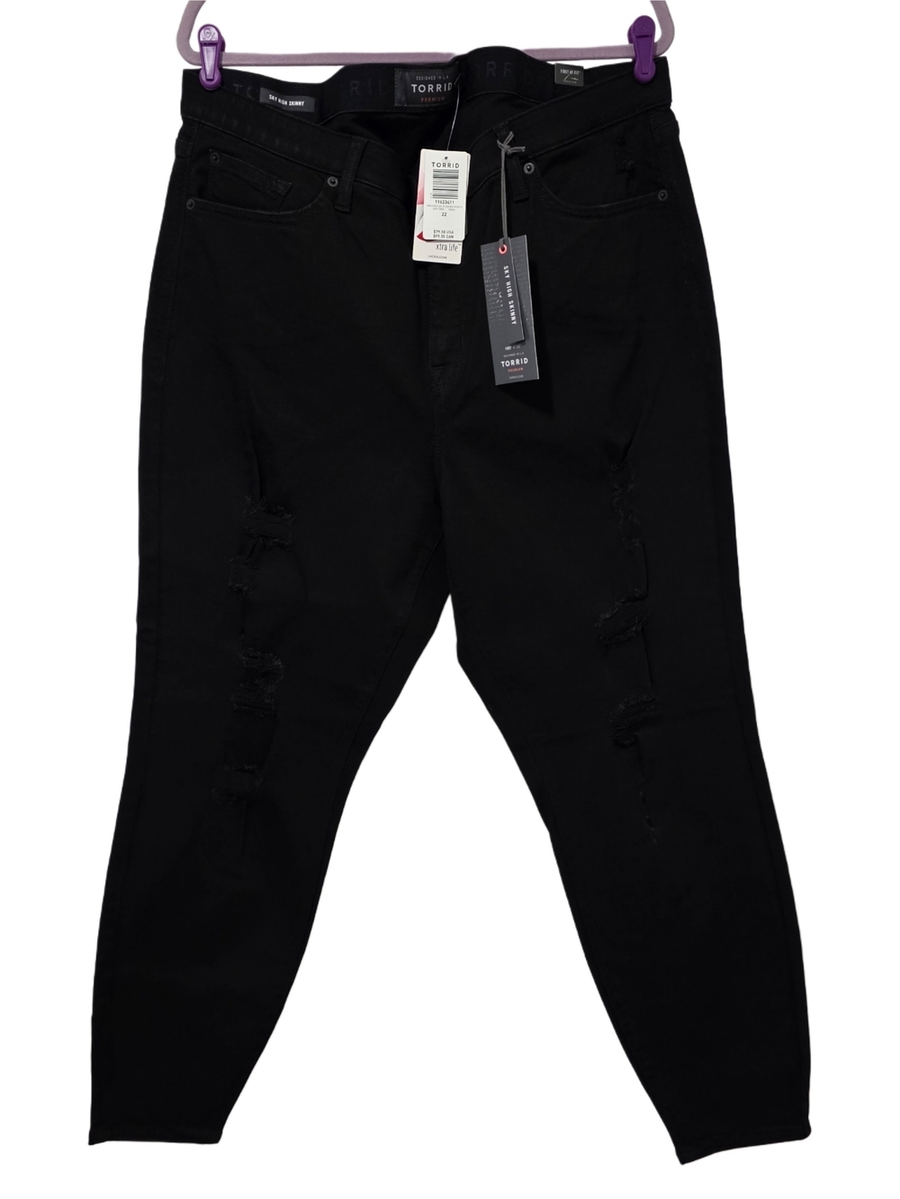 Torrid Sky High Skinny Black Distressed Skinny Jeans NWT - Picture 2 of 6